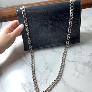Brandy Melville black and silver chain flap bag